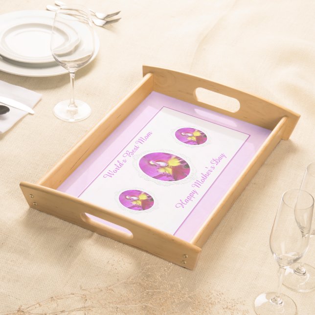 Pink Yellow Cattleya Orchid Mother's Day Tray (Front)