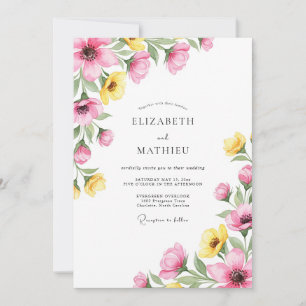Pink Yellow Charming Spring Wedding Invitation