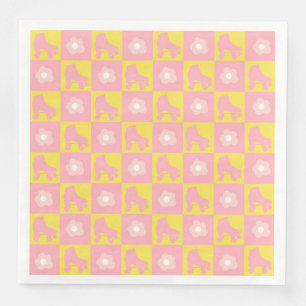 Pink Yellow Checkered Roller Derby Skate Paper Dinner Napkins