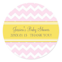 Pink Yellow Chevron Baby Shower Favor Stickers