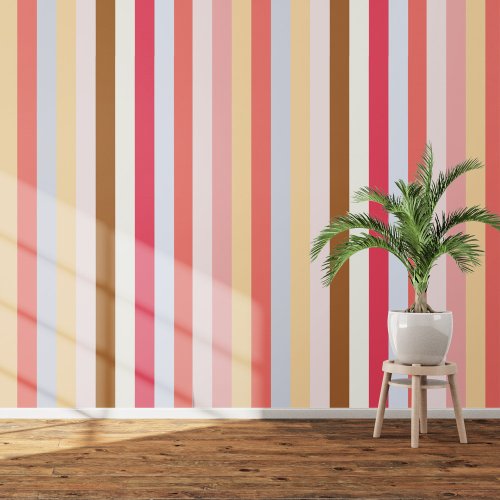 Pink Yellow Circus Awning Stripe Wallpaper