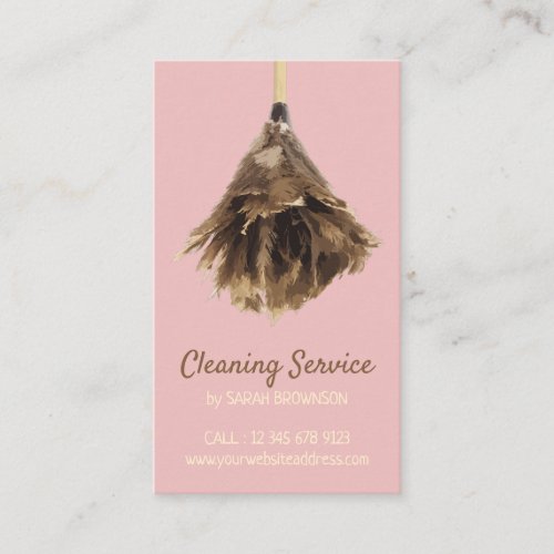 Pink Yellow Cleaning service maid janitorial Business Card