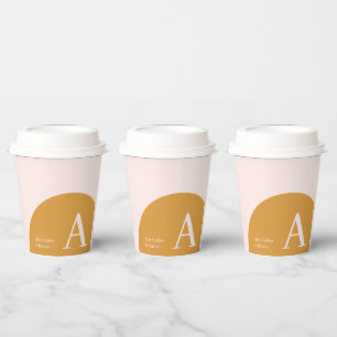 Pink & Yellow   Color Block Business Custom Coffee Paper Cups