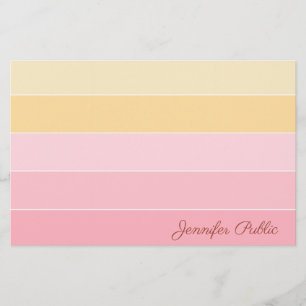 Pink Yellow Color Harmony Handwriting Script Name Stationery