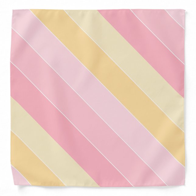 Pink Yellow Color Harmony Striped Template Elegant Bandana (Front)