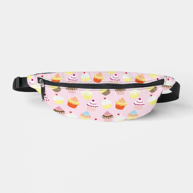 PINK YELLOW CUPCAKES PATTERN FANNY PACK (Front)