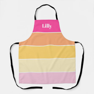 Pink Yellow Custom Summer Color Block Stripes Apron