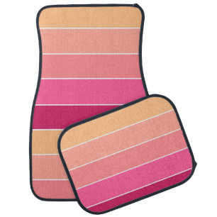 Pink Yellow Custom Summer Color Block Stripes Car Floor Mat