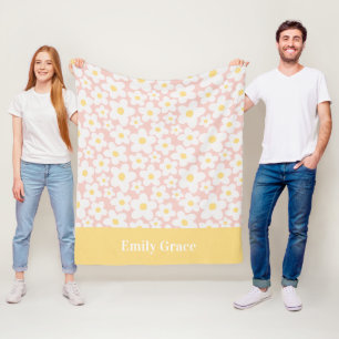 Pink yellow cute girly modern elegant unique fleece blanket