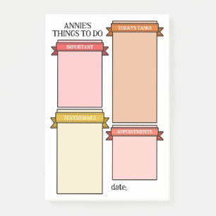 Pink Yellow Cute Ribbon Labels Things To Do Post-it Notes