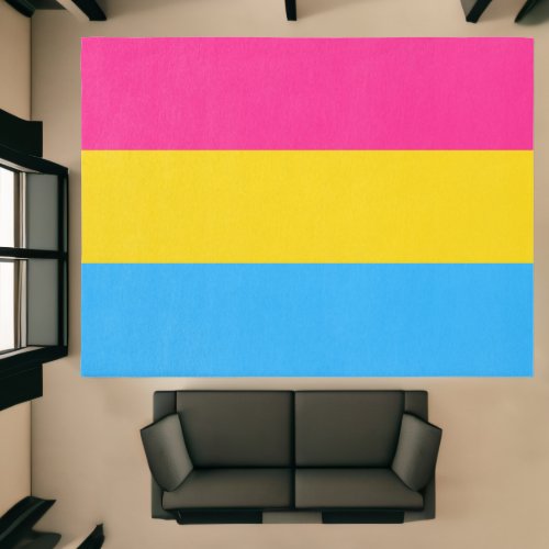 Pink Yellow Cyan Tricolor Rug