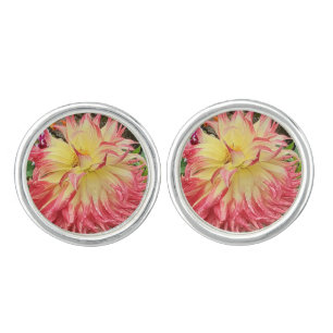 Pink & Yellow Dahlia  Cufflinks