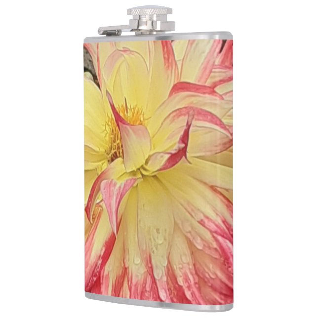 Pink & Yellow Dahlia Flask (Left)