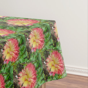 Pink & Yellow Dahlia Tablecloth