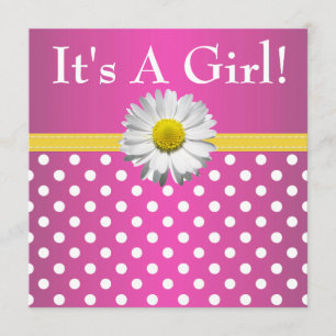 Pink Yellow Daisy Baby Shower Invitation