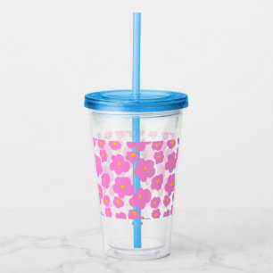 Pink yellow daisy flower modern elegant pattern  acrylic tumbler