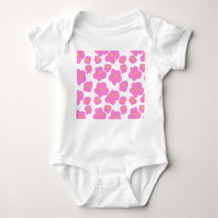 Pink yellow daisy flower modern elegant pattern  baby bodysuit