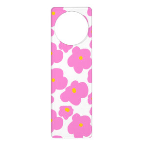 Pink yellow daisy flower modern elegant pattern  door hanger