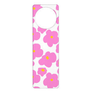 Pink yellow daisy flower modern elegant pattern  door hanger