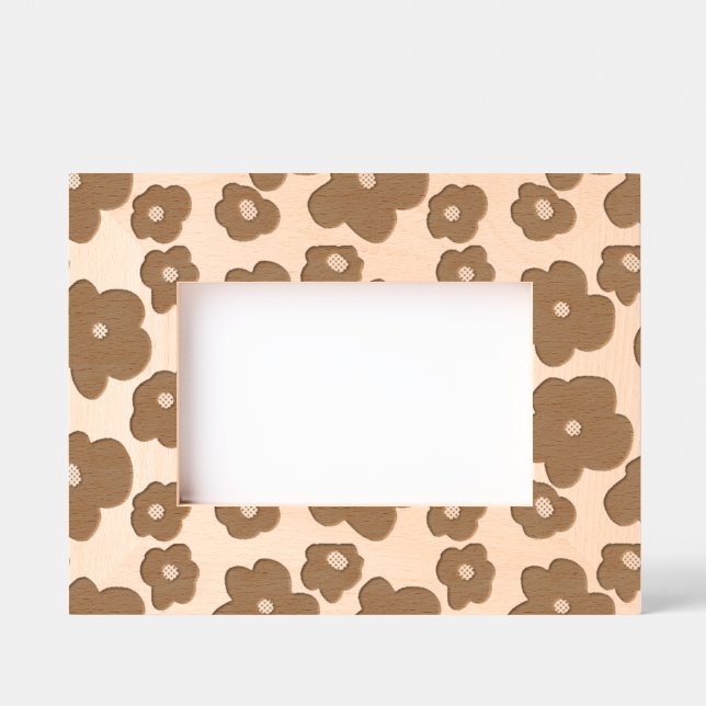 Pink yellow daisy flower modern elegant pattern  engraved frames (Front)