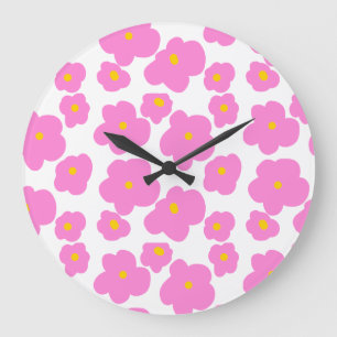 Pink yellow daisy flower modern elegant pattern large clock