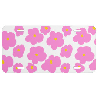 Pink yellow daisy flower modern elegant pattern license plate
