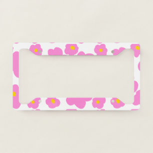 Pink yellow daisy flower modern elegant pattern  license plate frame
