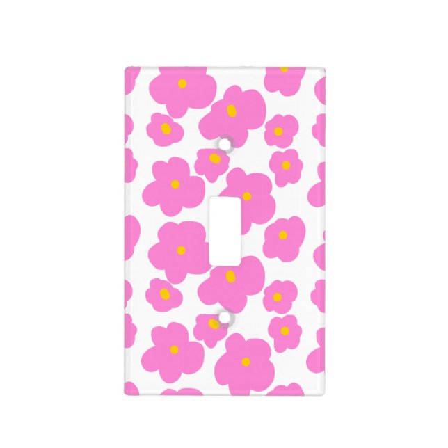 Pink yellow daisy flower modern elegant pattern  light switch cover (Front)