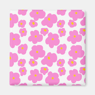 Pink yellow daisy flower modern elegant pattern  magnet