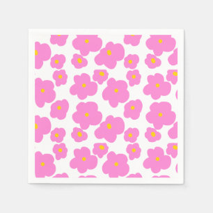 Pink yellow daisy flower modern elegant pattern napkins