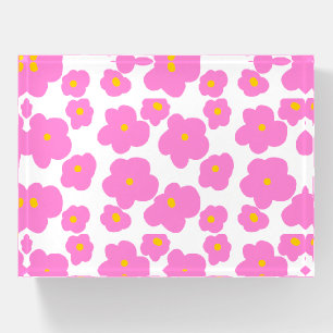 Pink yellow daisy flower modern elegant pattern  paperweight