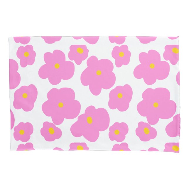 Pink yellow daisy flower modern elegant pattern  pillow case (Front)