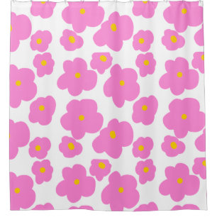 Pink yellow daisy flower modern elegant pattern  shower curtain
