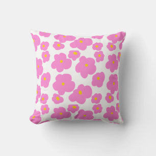 Pink yellow daisy flower modern elegant pattern throw pillow