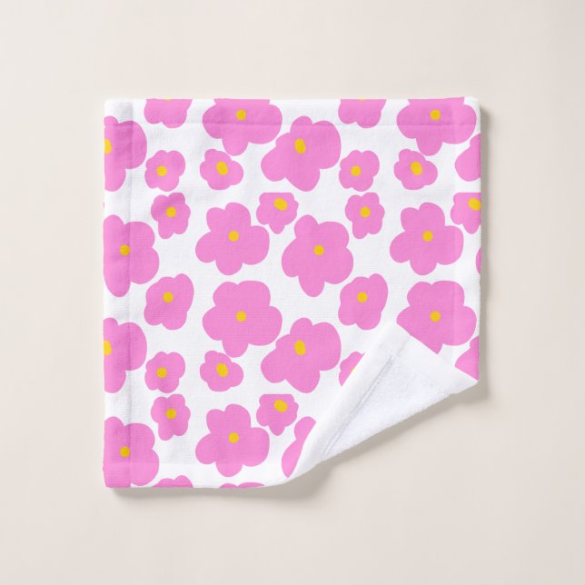 Pink yellow daisy flower modern elegant pattern  wash cloth (Wash Cloth)