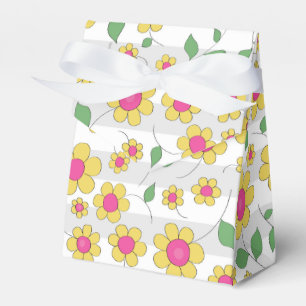 Pink yellow daisy flower spring kids doodles  favor boxes