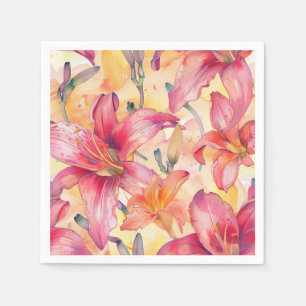 Pink Yellow Daylilies Napkins