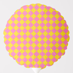 Pink Yellow Diamond Harlequin Checker Pattern Balloon