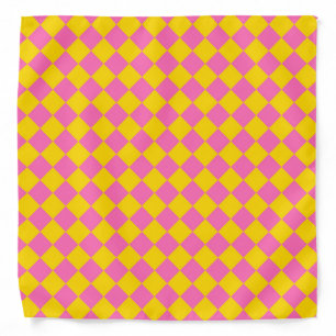 Pink Yellow Diamond Harlequin Checker Pattern Bandana