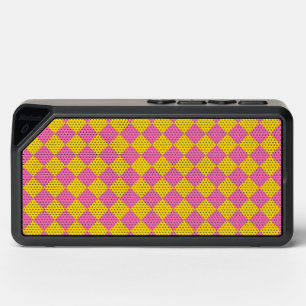 Pink Yellow Diamond Harlequin Checker Pattern Bluetooth Speaker