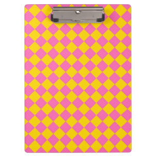 Pink Yellow Diamond Harlequin Checker Pattern Clipboard