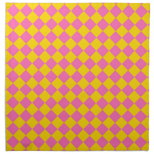 Pink Yellow Diamond Harlequin Checker Pattern Cloth Napkin
