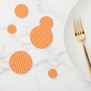 Pink Yellow Diamond Harlequin Checker Pattern Confetti
