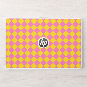 Pink Yellow Diamond Harlequin Checker Pattern HP Laptop Skin