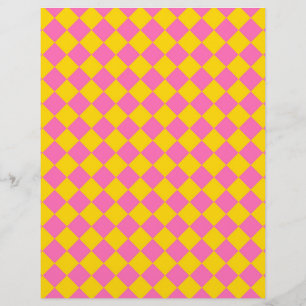 Pink Yellow Diamond Harlequin Checker Pattern Letterhead