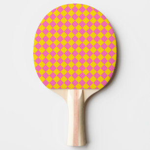 Pink Yellow Diamond Harlequin Checker Pattern Ping Pong Paddle