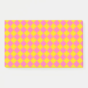 Pink Yellow Diamond Harlequin Checker Pattern Post-it Notes