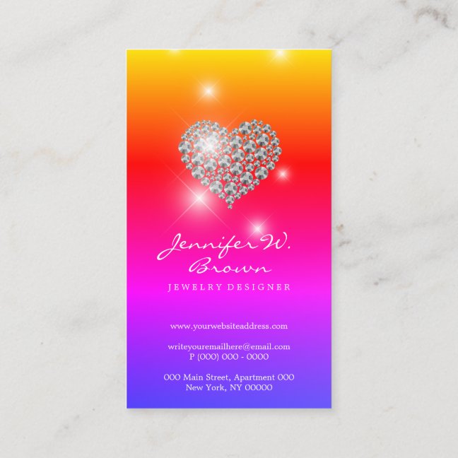 Pink Yellow Diamonds gems jewelry luxury Business Card