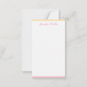 Pink Yellow Elegant Hand Script Name Personalized Note Card