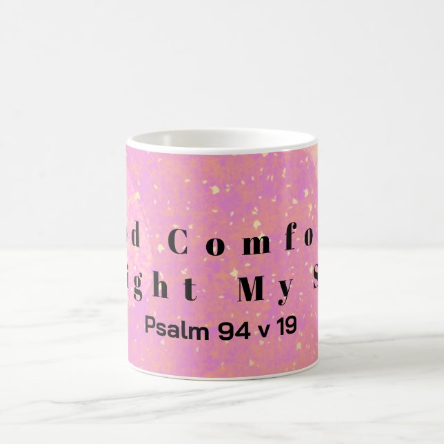 Pink Yellow Enouraging Bible Scripture Verse Coffee Mug (Center)